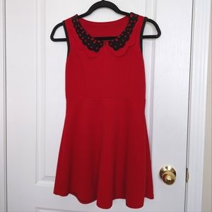 3/$30 Cute red dress with peter pan collar
